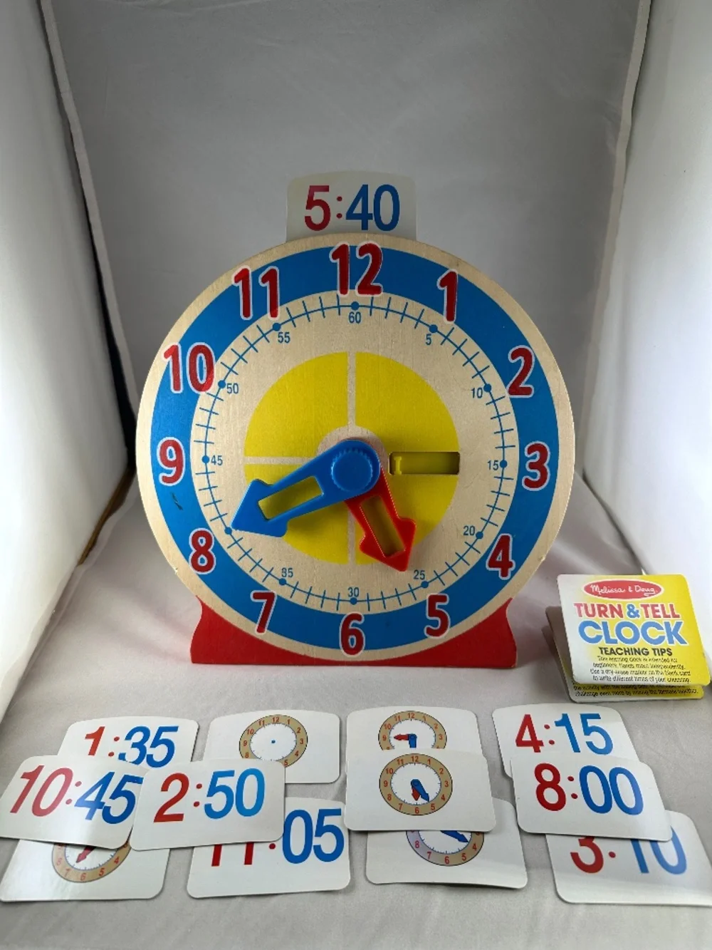 Melissa & Doug Turn & Tell Wooden Learning Clock with Time Cards